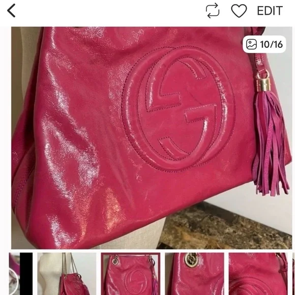 Gucci Fuchsia Patent Leather Soho Shoulder Bag